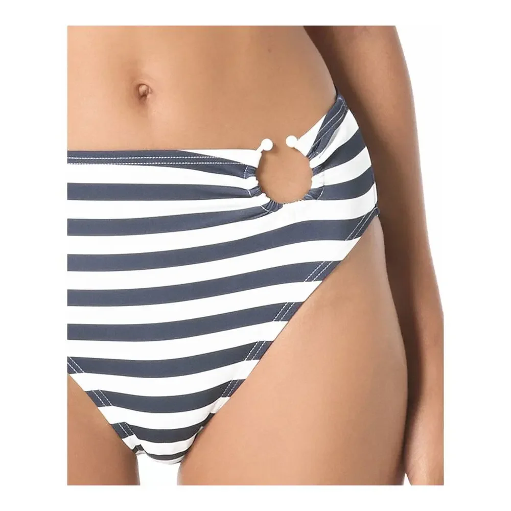 MICHAEL Michael Kors Women's High-Waist Swim Bottoms Navy Size L 2777